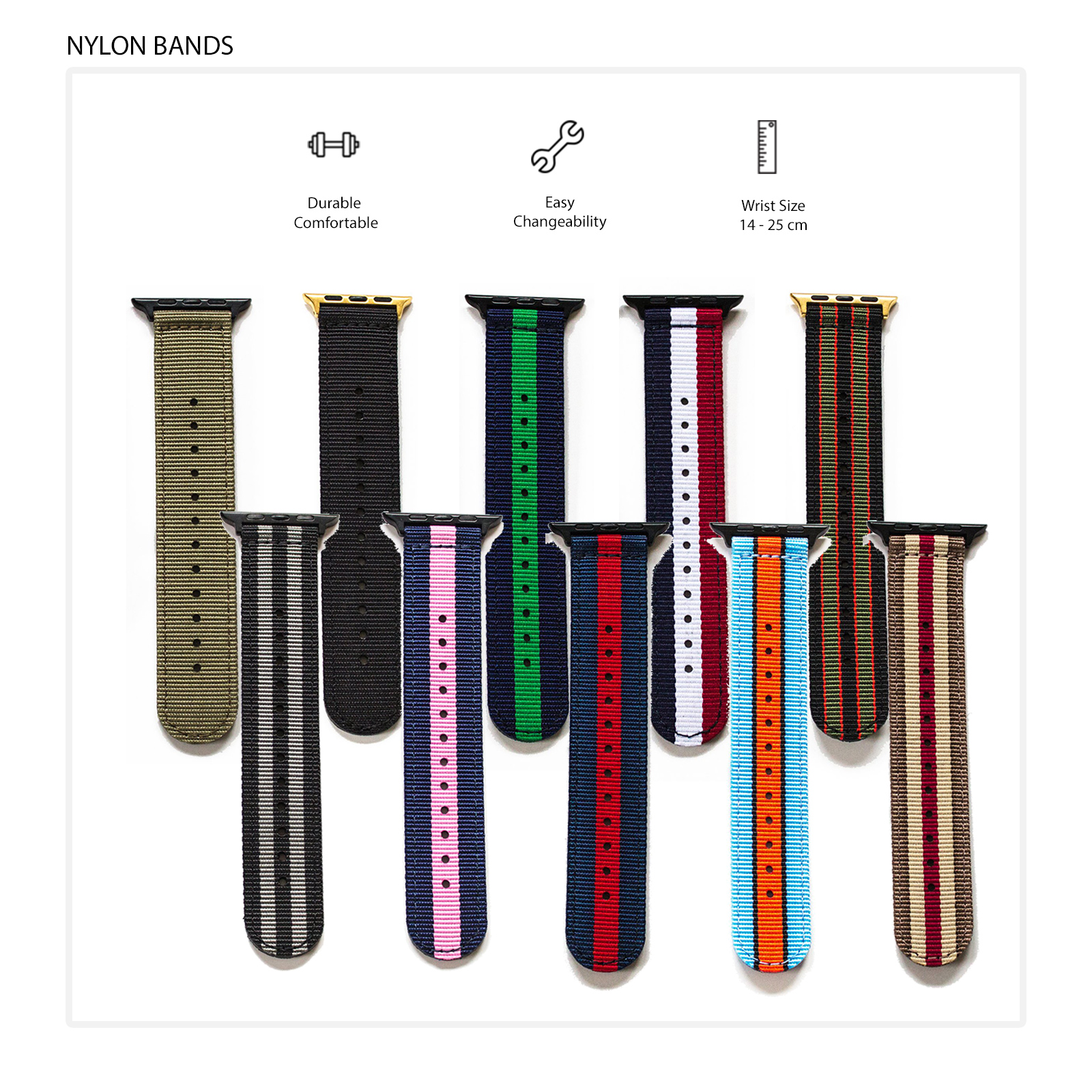 Southern Straps Durable Nylon Band for Apple Watch Series 8/7/6/SE/5/4/3/2/1 (41/40/38mm)