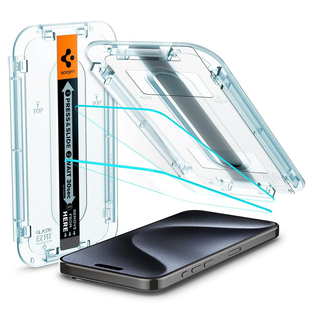 SPIGEN GLAS.tR EZ Fit 2PCS Glass Screen Protector for iPhone 15 Pro