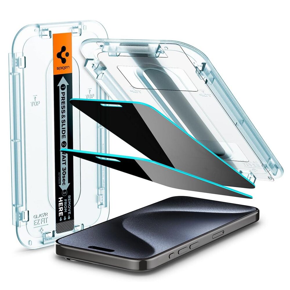 SPIGEN GLAS.tR EZ Fit Privacy 2PCS Glass Screen Protector for iPhone 15 Pro