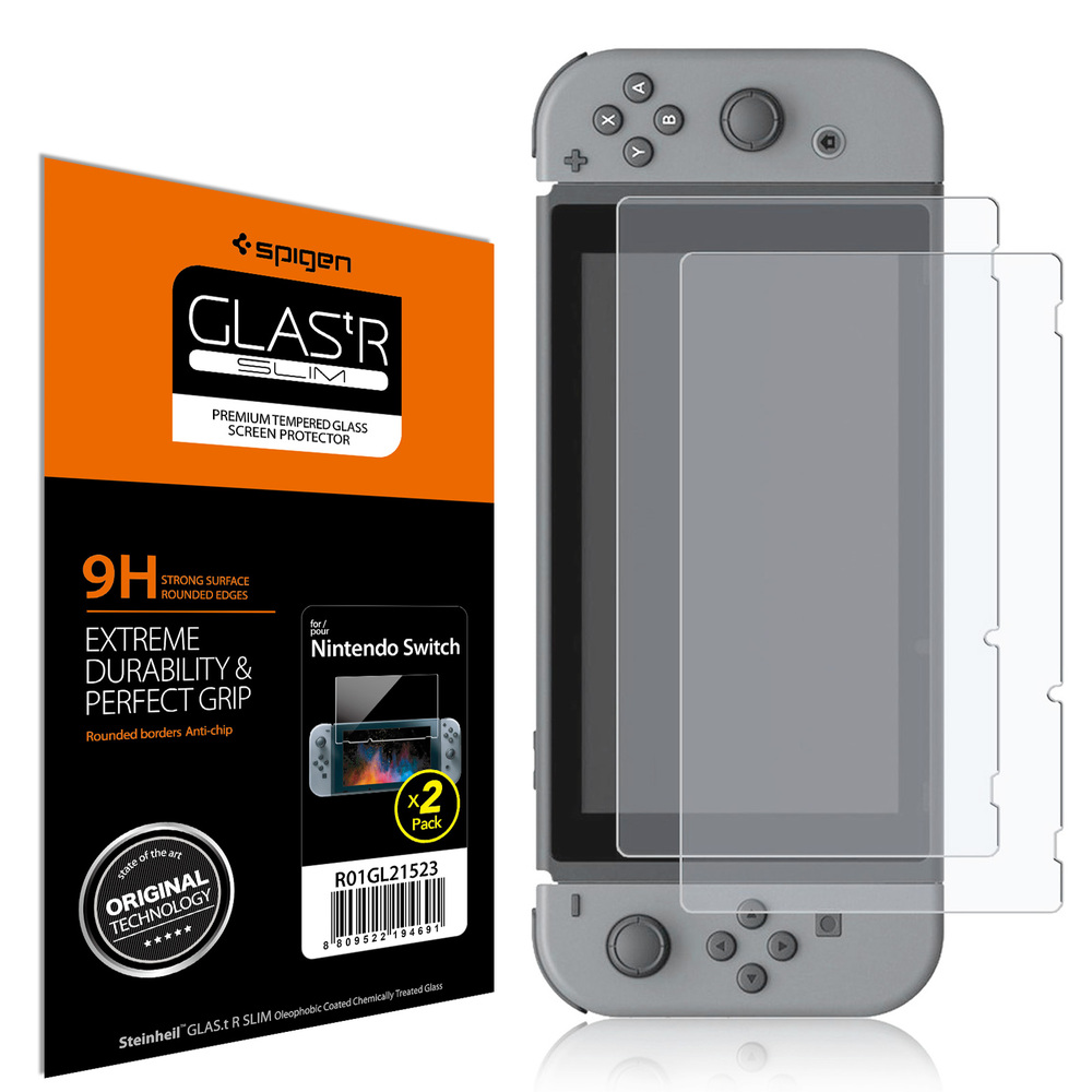 Nintendo Switch Screen Protector, Spigen GLAS.tR 9H Slim Tempered Glass
