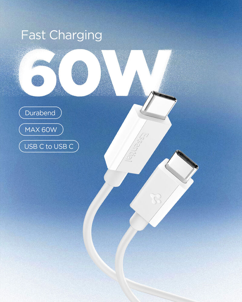 SPIGEN 1M Essential USB C to USB C 60W for Universal USB Cable [Colour:White]