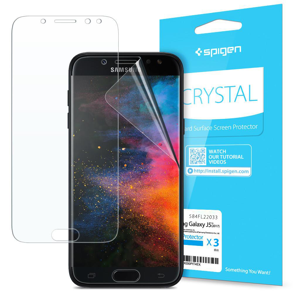 Galaxy J5 2017 Screen Protector, Genuine SPIGEN Film Crystal for Samsung 3PCS/PK