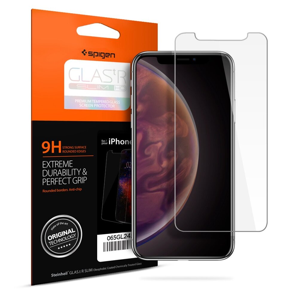 iPhone 11 Pro / XS Glass Screen Protector, Genuine SPIGEN GLAS.tR Slim 9H Tempered Glass for Apple