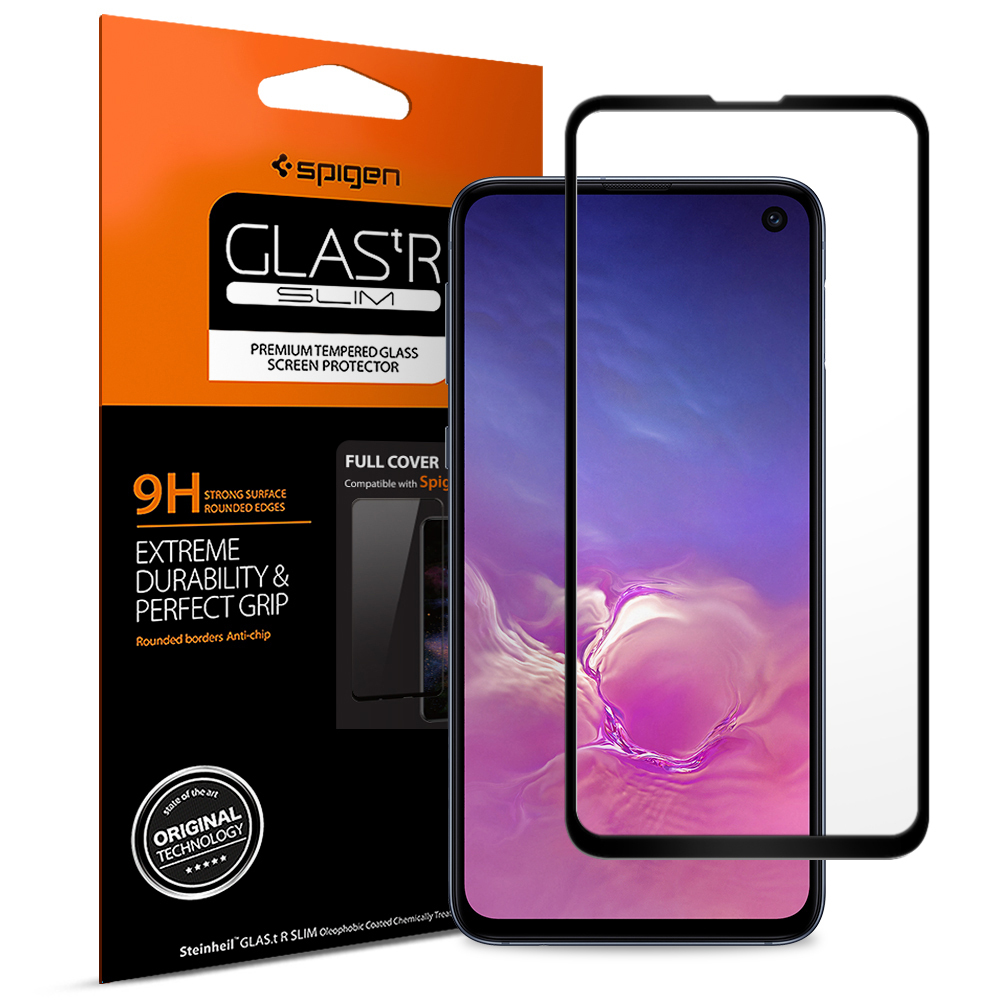 Galaxy S10e Glass Screen Protector,Genuine SPIGEN GLAS.tR Full Cover 9H Tempered Glass