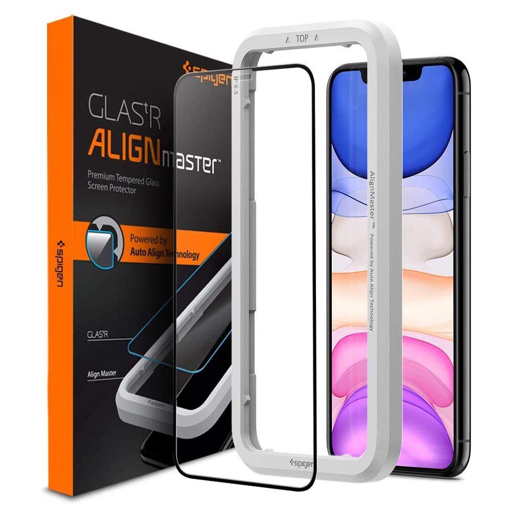iPhone 11 Glass Screen Protector, Genuine SPIGEN GLAS.tR Slim Full Cover AlignMaster 9H Tempered Glass for Apple 1PC