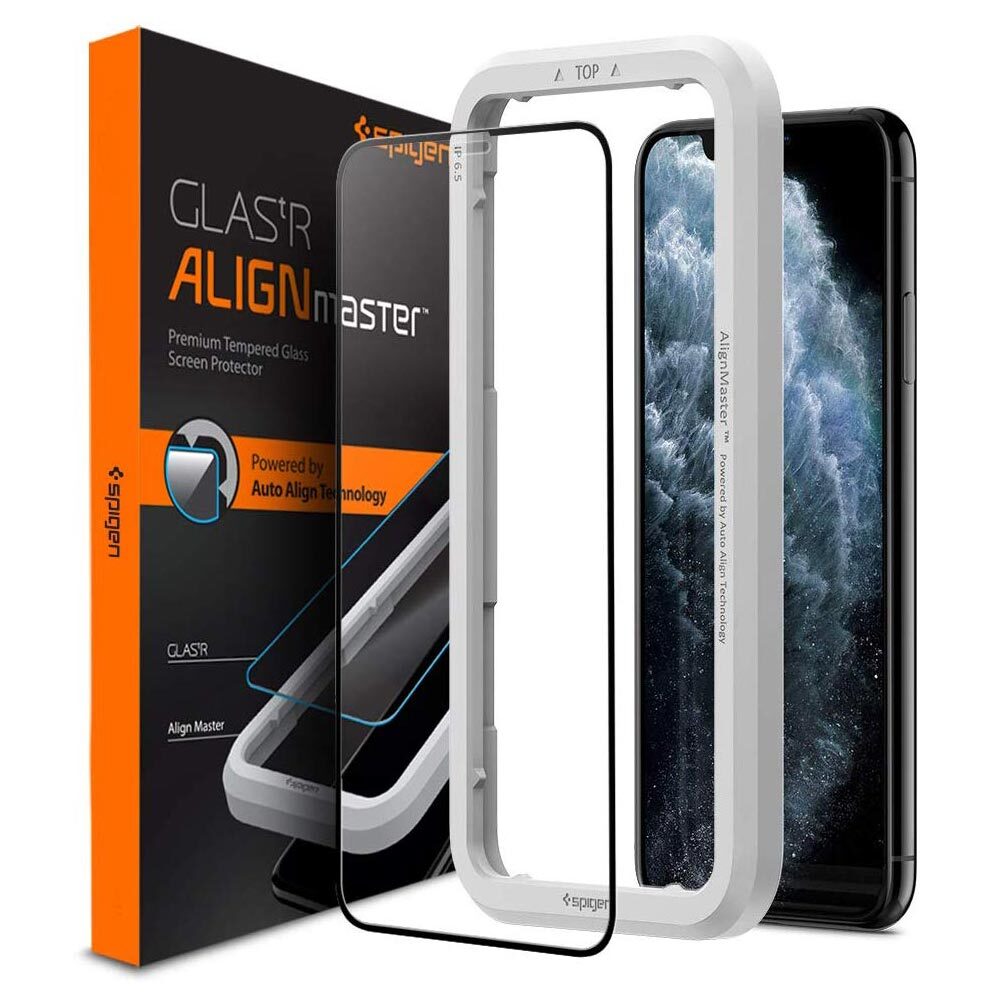 SPIGEN GLAS.tR Slim Full Cover AlignMaster 9H Tempered Glass 1PC Glass Screen Protector for iPhone 11 Pro / XS / X