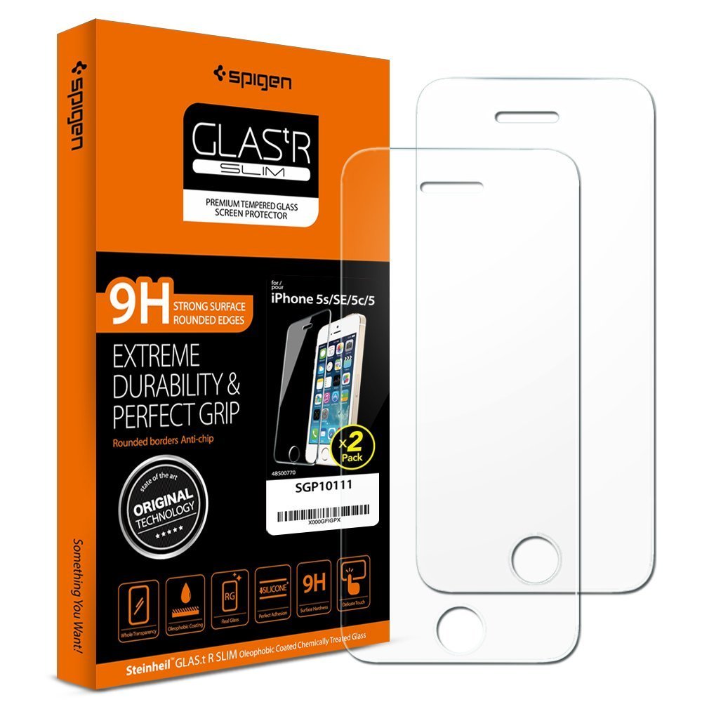 iPhone SE/5C/5/5s Screen Protector Genuine SPIGEN GLAS.tr 9H Tempered Glass 2PCS