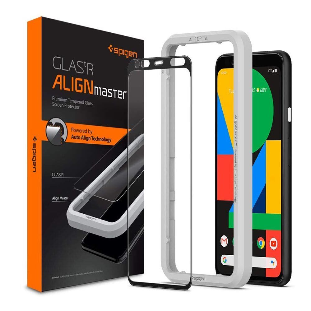 Google Pixel 4 XL Glass Screen Protector, Genuine Spigen GLAS.tR Slim Full Cover AlignMaster 9H Tempered Glass for Google 1PC