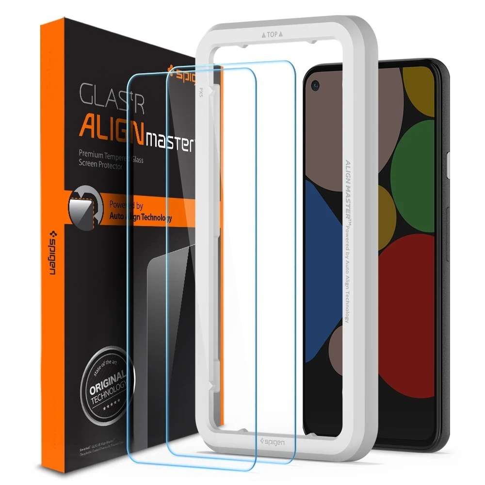 Genuine SPIGEN AlignMaster GLAS.tR Slim Tempered Glass for Google Pixel 5 5G Glass Screen Protector 2 Pcs/Pack