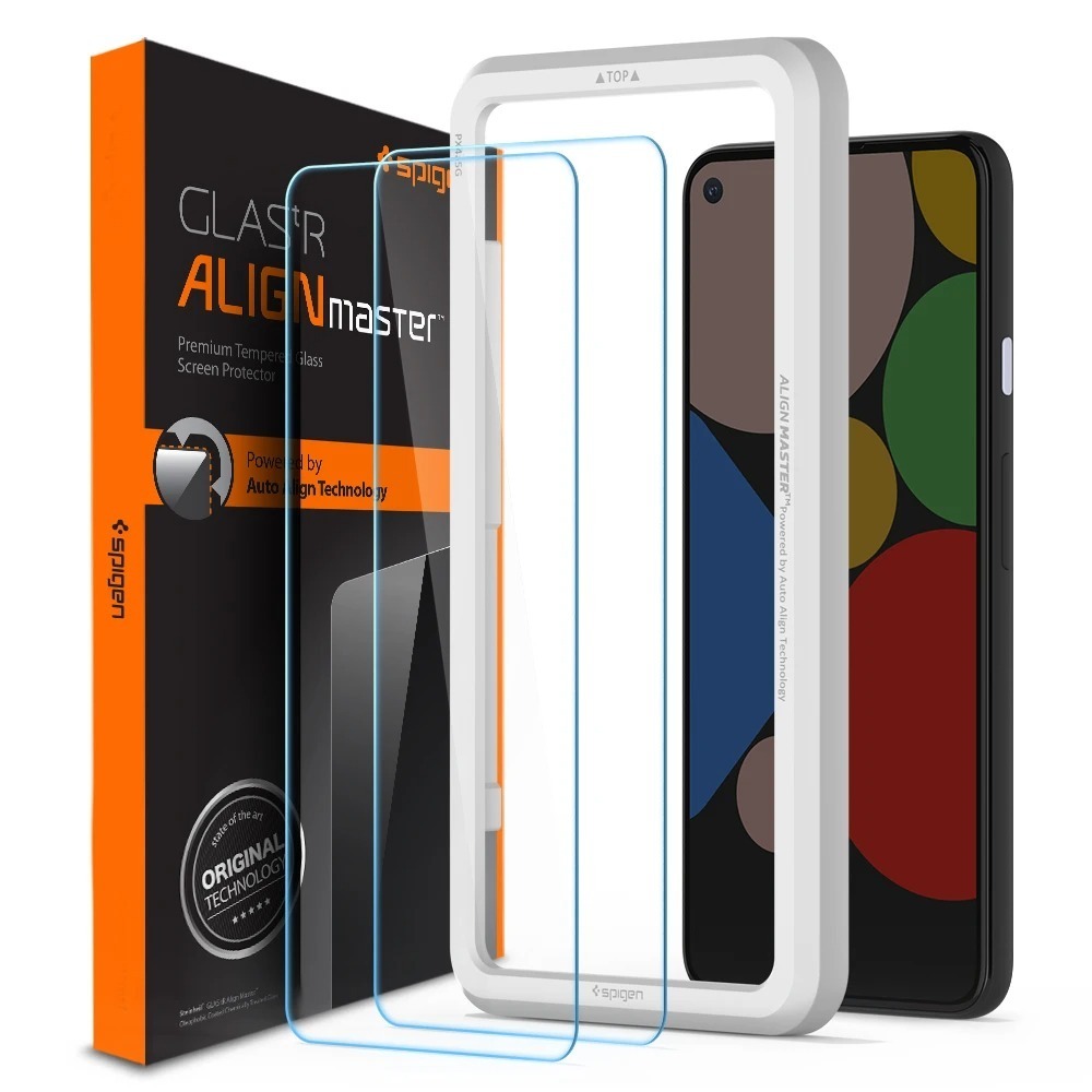 Genuine SPIGEN AlignMaster GLAS.tR Slim Tempered Glass for Google Pixel 4a 5G Glass Screen Protector 2 Pcs/Pack