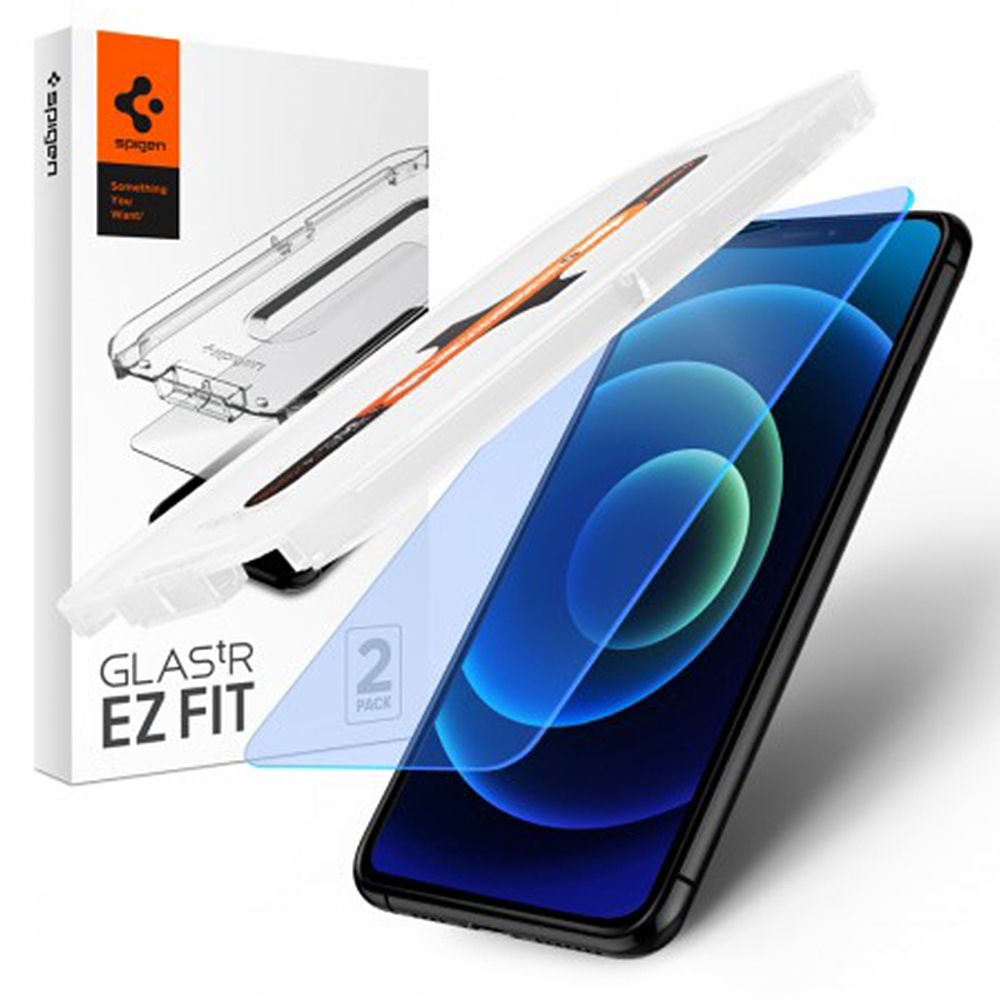 Genuine SPIGEN Glas.tR EZ Fit AntiBlue Tempered Glass for Apple iPhone 12 Pro Max (6.7-inch) Glass Screen Protector 2 Pcs/Pack