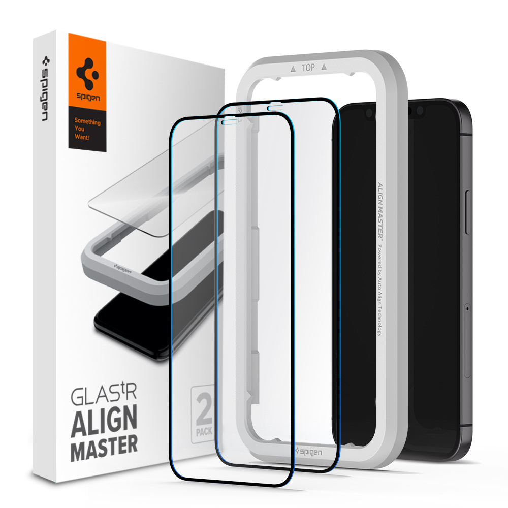 Genuine SPIGEN AlignMaster Full Cover Tempered Glass for Apple iPhone 12 Pro Max (6.7-inch) Glass Screen Protector 2 Pcs/Pack