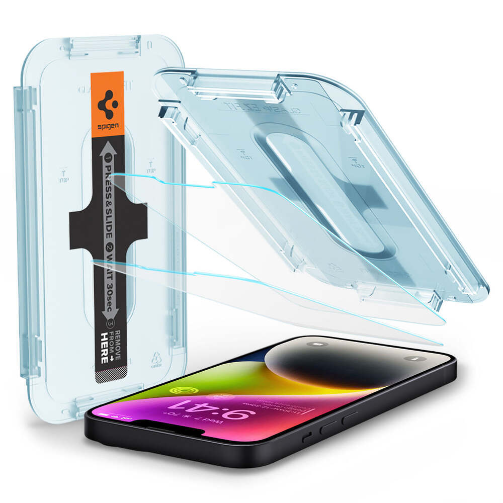 SPIGEN GLAS.tR EZ Fit 2PCS Glass Screen Protector for iPhone 14 / 13 / 13 Pro (6.1-inch)