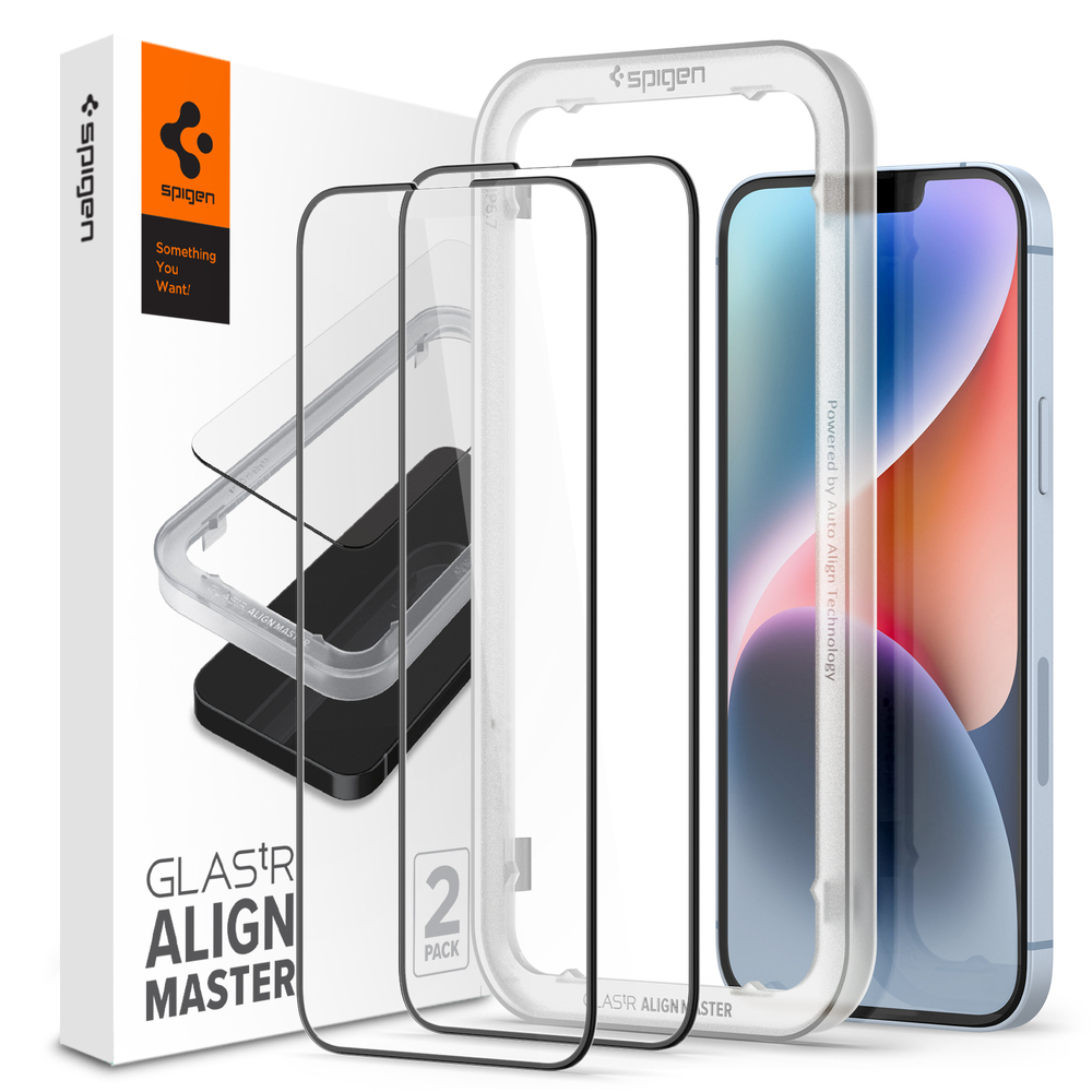 SPIGEN AlignMaster Full Cover 2PCS Glass Screen Protector for iPhone 14 / 13 / 13 Pro (6.1-inch)