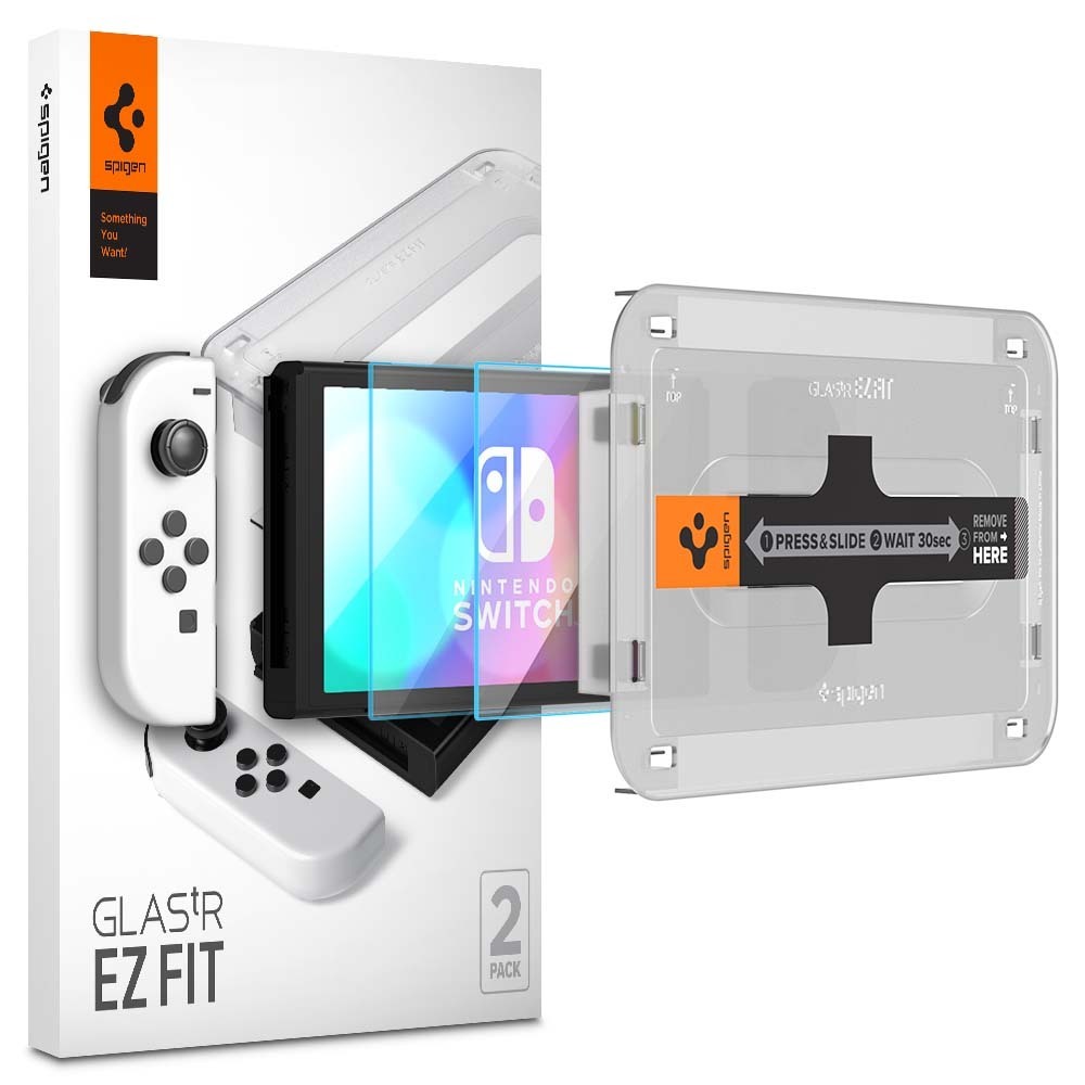 For Nintendo Switch OLED Glass Screen Protector SPIGEN GLAS.tR EZ Fit 2PCS