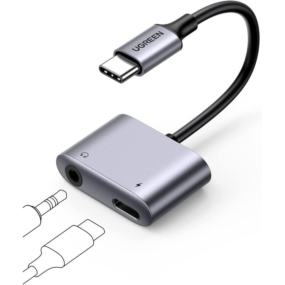 UGREEN 2 in 1 USB C to 3.5mm AUX Audio Adapter with DAC Chip + USB-C PD 3.0  Power Supply