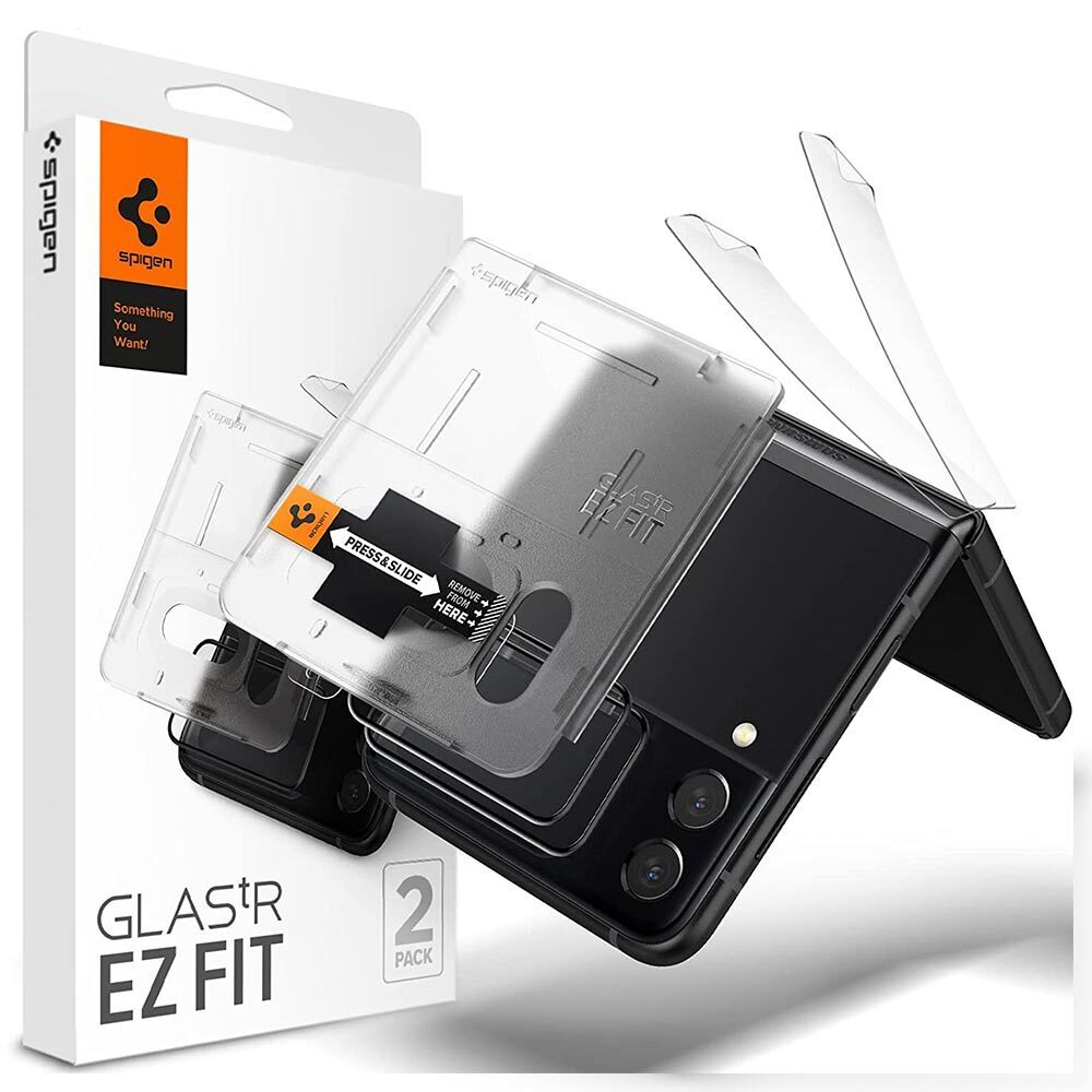 SPIGEN EZ Fit GLAS.tR Full Cover Glass Screen Protector + Hinge Film 2PCS for Galaxy Z Flip 4