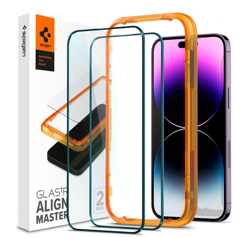 SPIGEN AlignMaster Full Cover 2PCS Glass Screen Protector for iPhone 14 Pro Max (6.7-inch)