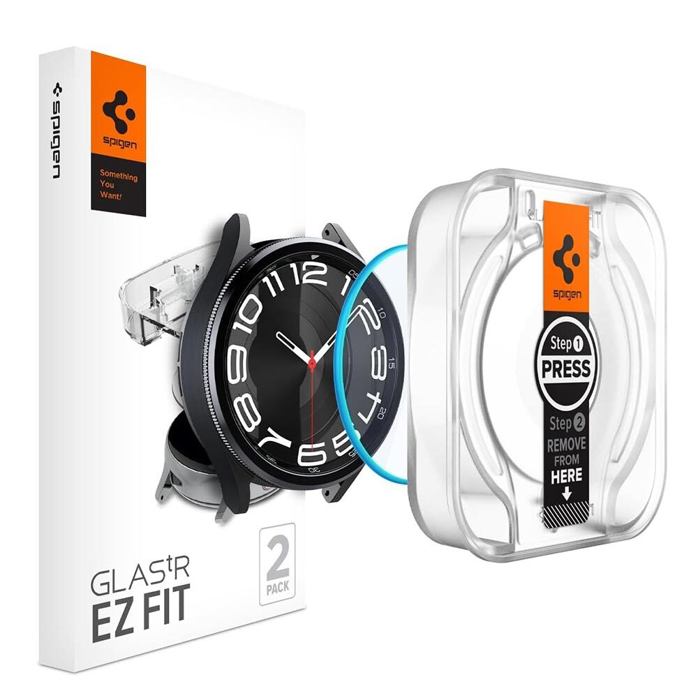 SPIGEN Glas.tR EZ Fit 2PCS Glass Screen Protector for Galaxy Watch 6 Classic 43mm