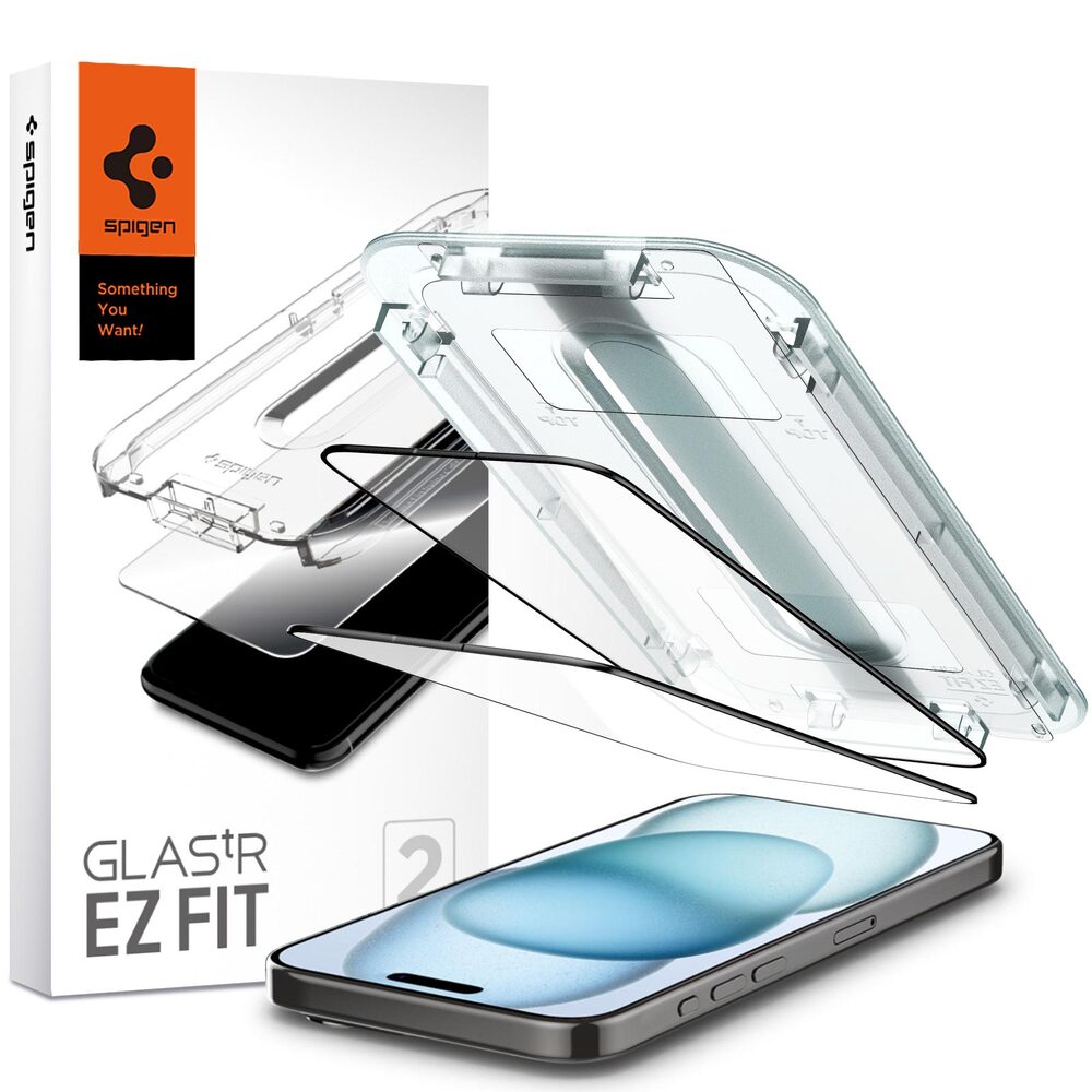 SPIGEN GLAS.tR EZ Fit Full Cover 2PCS Glass Screen Protector for iPhone 15
