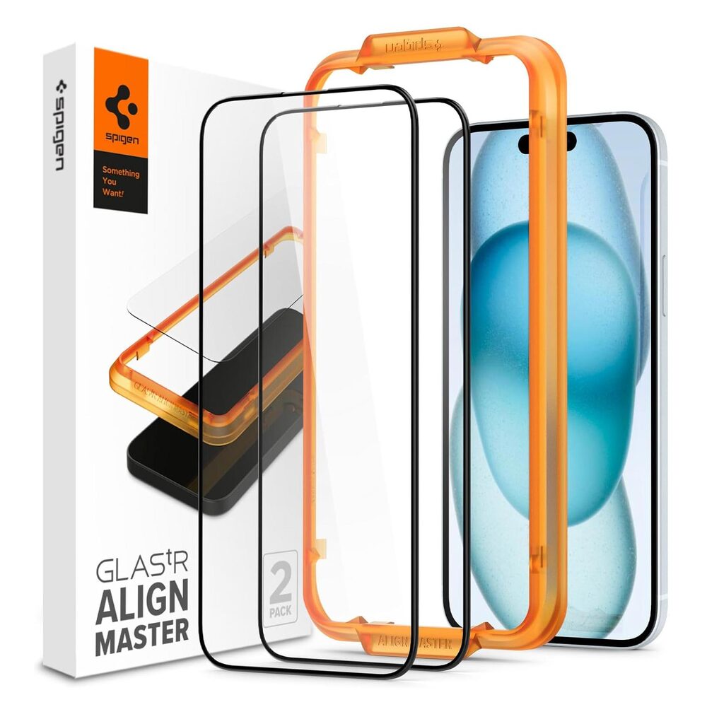 SPIGEN GLAS.tR AlignMaster Full Cover 2PCS Glass Screen Protector for iPhone 15