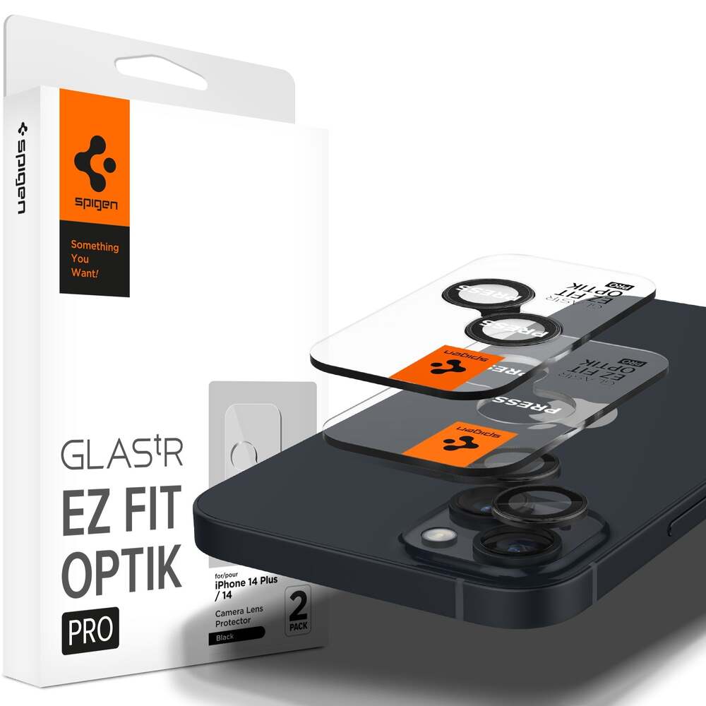SPIGEN GLAS.tR EZ Fit Optik Pro 2PCS Glass Camera Lens Protector for iPhone 15 / 15 Plus / 14 / 14 Plus