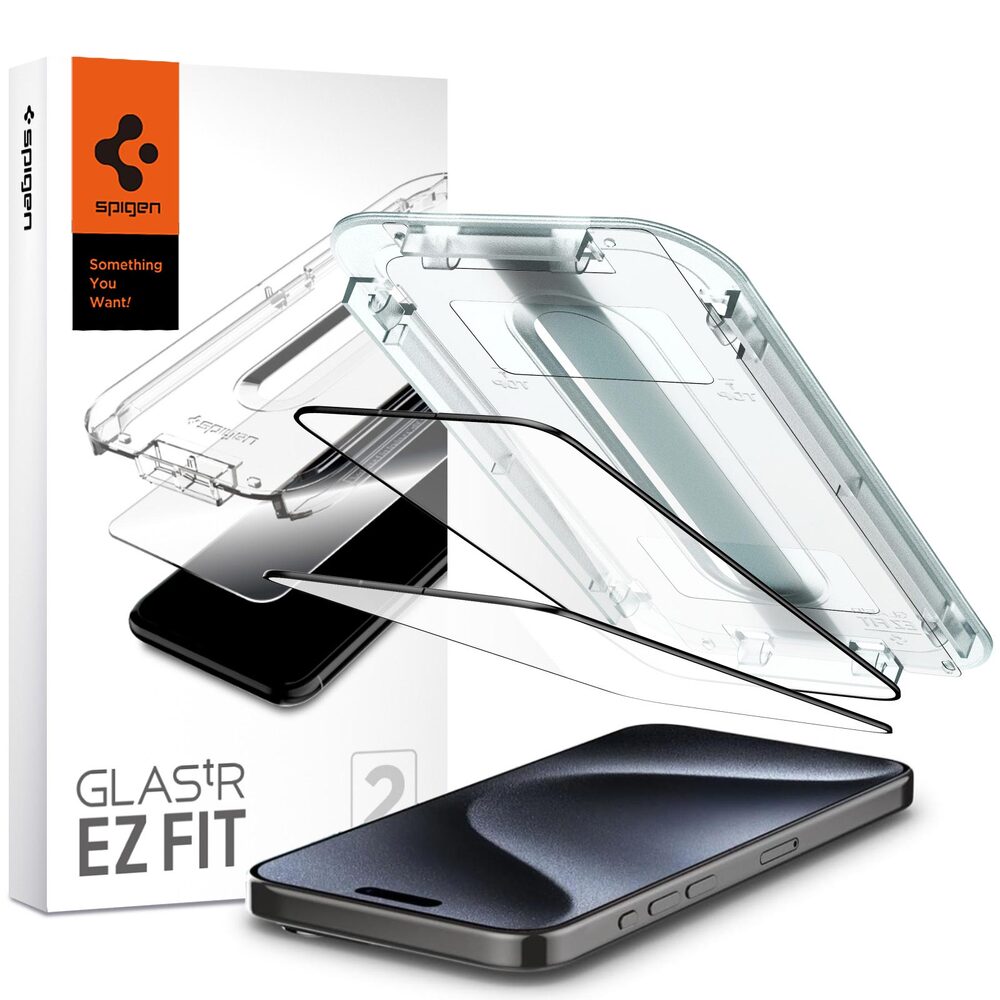 SPIGEN GLAS.tR EZ Fit Full Cover 2PCS Glass Screen Protector for iPhone 15 Pro