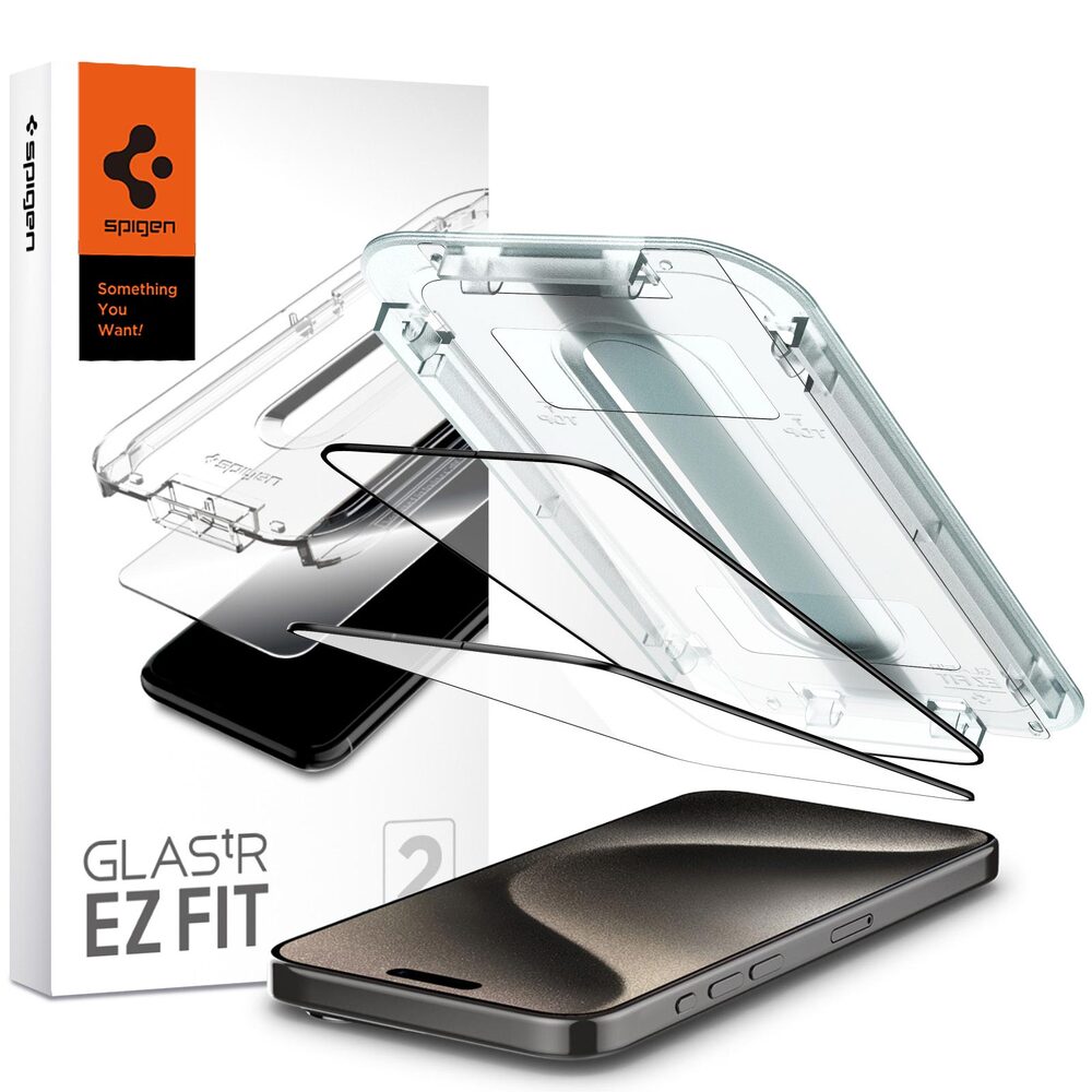 SPIGEN GLAS.tR EZ Fit Full Cover 2PCS Glass Screen Protector for iPhone 15 Pro Max
