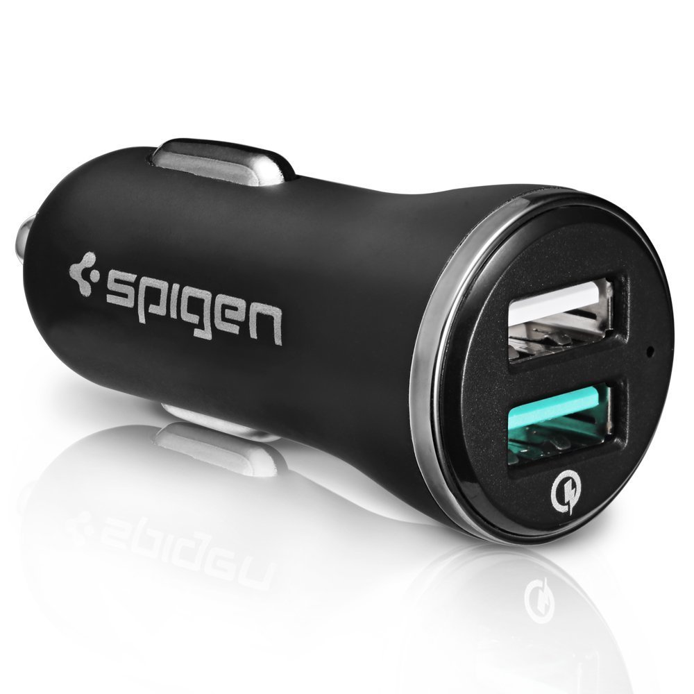 Quick Charge 3.0 Fast Car Charger, Genuine Spigen F27QC Dual Port USB Car Charge