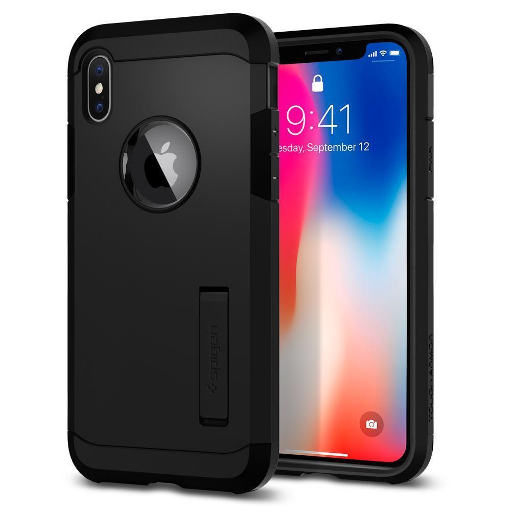 iPhone X Case, Genuine SPIGEN Heavy Duty Tough Armor Kickstand Cover for Apple