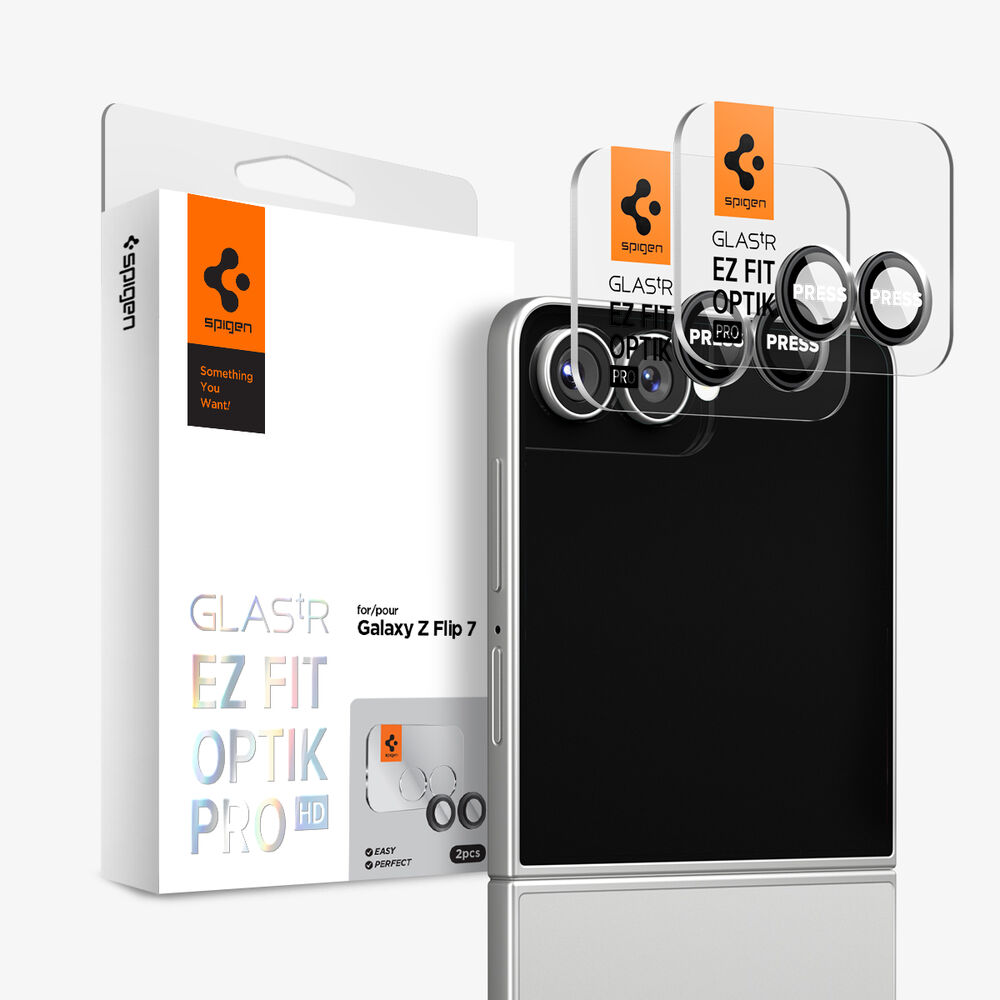 SPIGEN GLAS.tR EZ Fit Optik Pro HD 2PCS Glass for Galaxy Z Flip 7 Camera Lens Protector