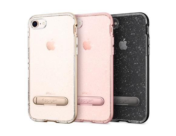 iPhone 8 Case, Genuine SPIGEN Crystal Hybrid Glitter Metal Kickstand Cover 