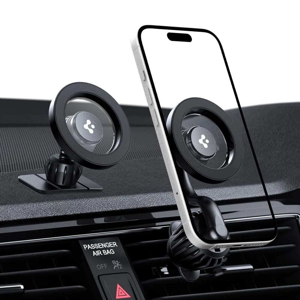 SPIGEN Universal 2 in 1 Dashboard Air Vent Car Mount MagFit MFT13-1 (Metal Ring included) Magnetic MagSafe Compatible Car Mount Holder
