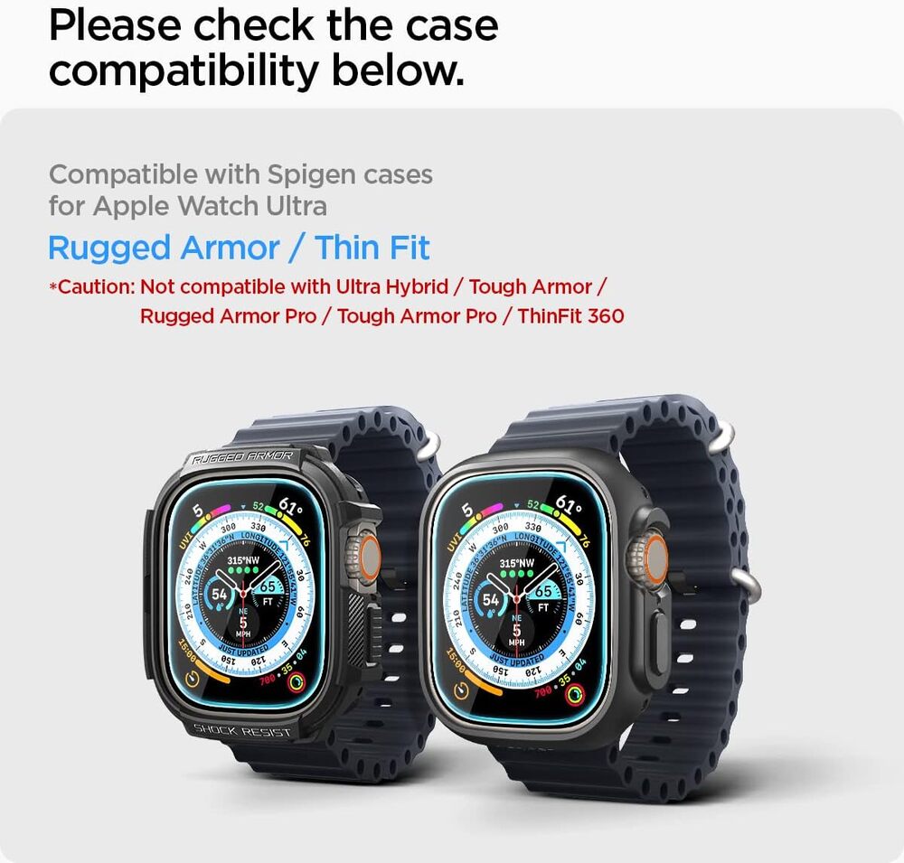 For Apple Watch Ultra 2/1 49mm Full Screen Protector SPIGEN Frame Tempered Glass - Picture 25 of 49