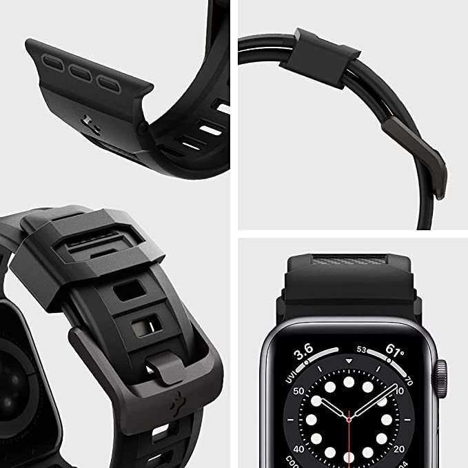Spigen Rugged Armor Pro Designed for Apple Watch Band with Case for 38mm  Series 3/2/1/Original (2015) - Black