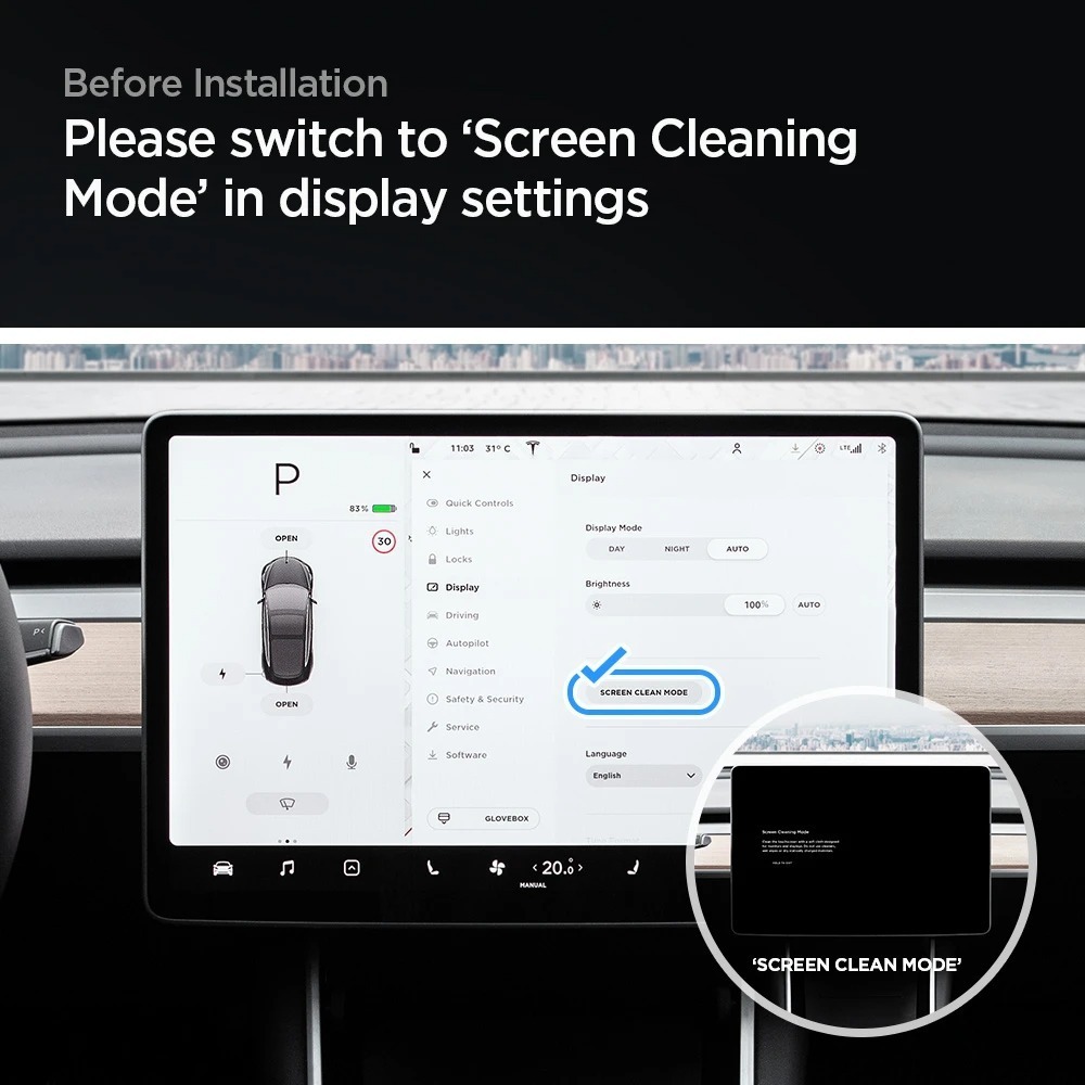 For Tesla Model 3/Y Screen Protector Genuine SPIGEN EZ Fit Anti-Glare Slim  Glass
