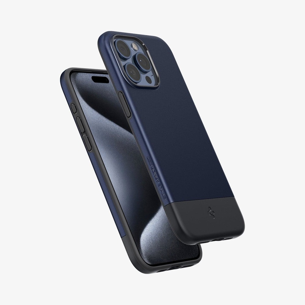 Spigen Magnetic Mag Armor MagFit Designed for iPhone 15 Pro Max Case,  [Military-Grade Protection] Compatible with MagSafe (2023) - Navy Blue