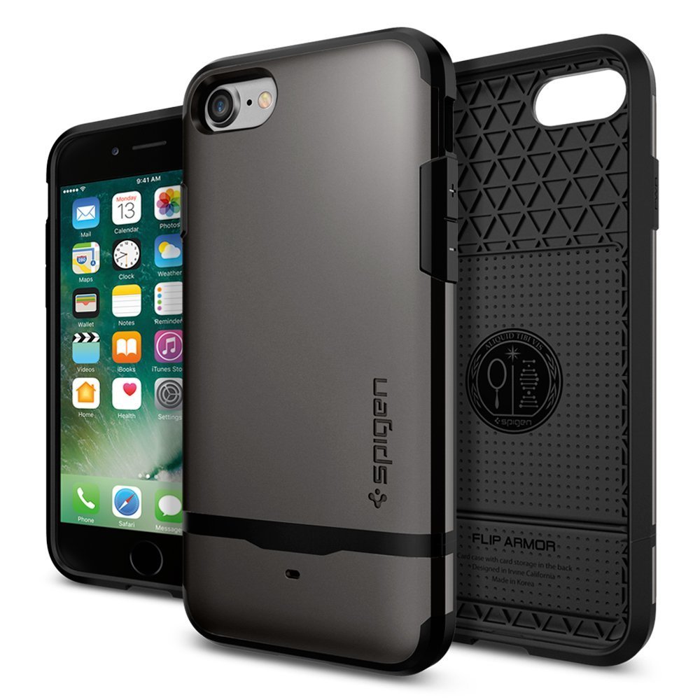 iPhone 8 Case, Genuine SPIGEN Flip Armor Card Holder Cover for Apple