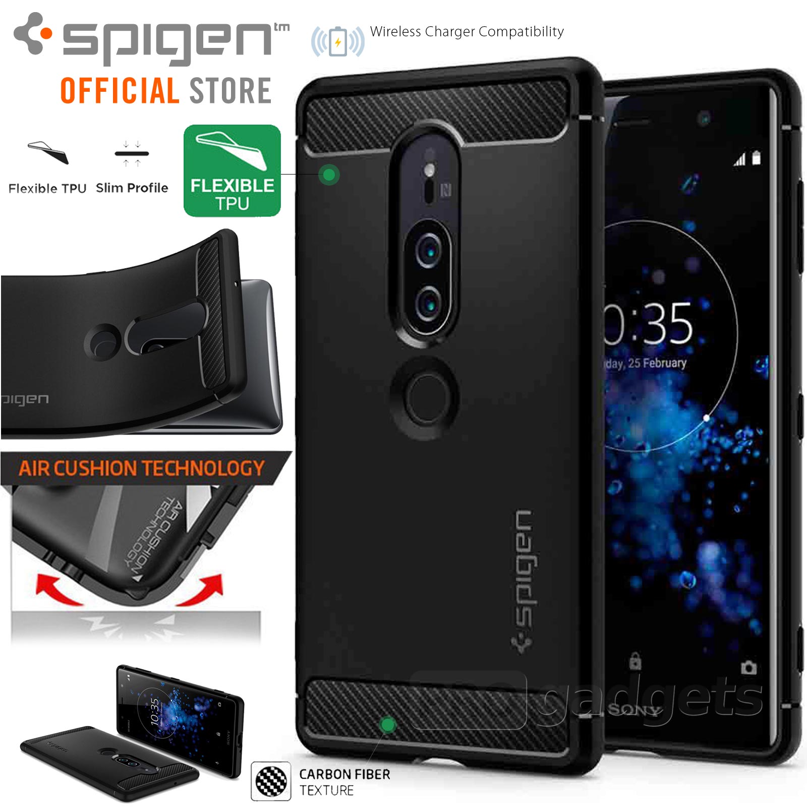 Sony Xperia Xz2 Premium Case Genuine Spigen Rugged Armor Resilient