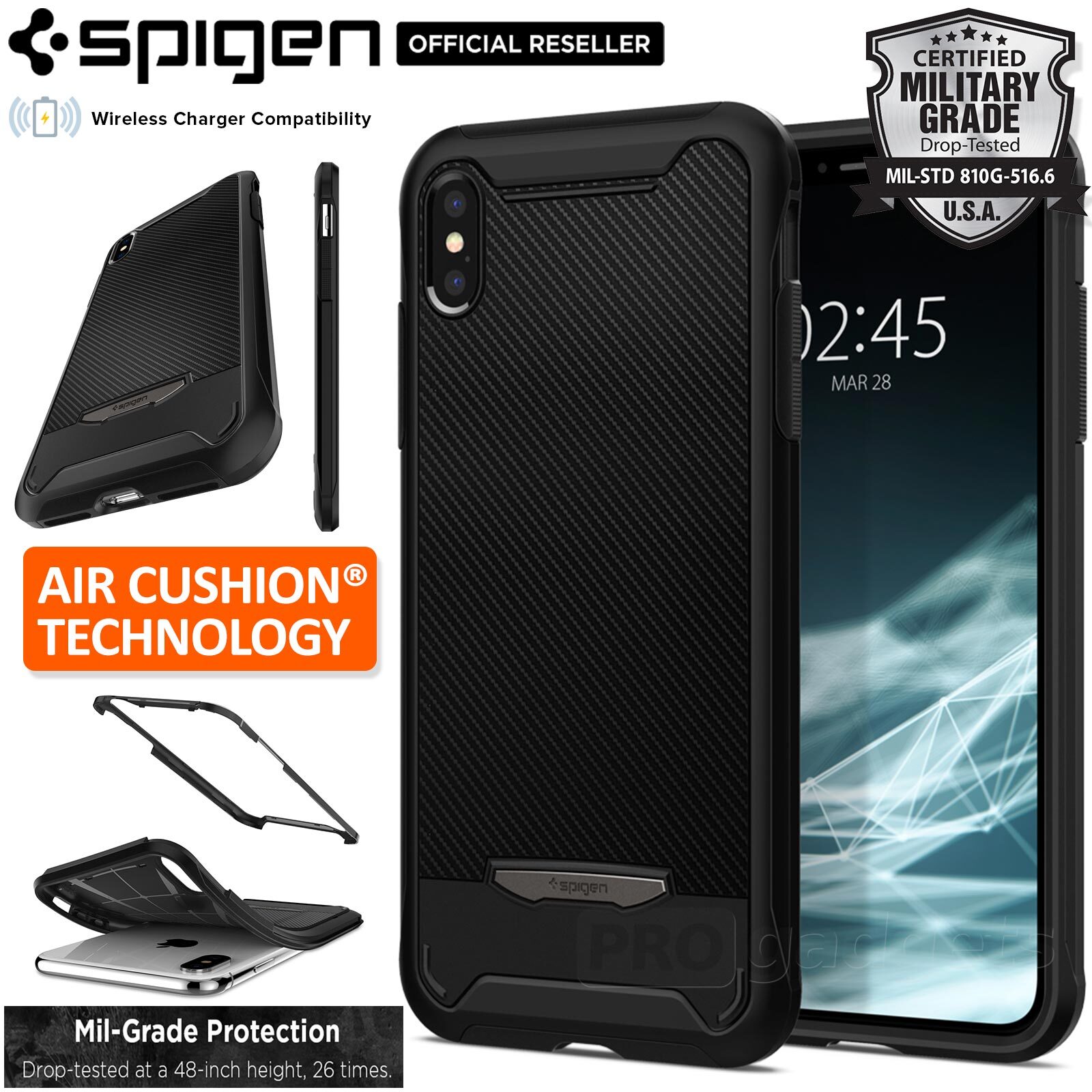 iPhone XS Max Case, Genuine SPIGEN Hybrid NX Carbon Fiber Tough Cover