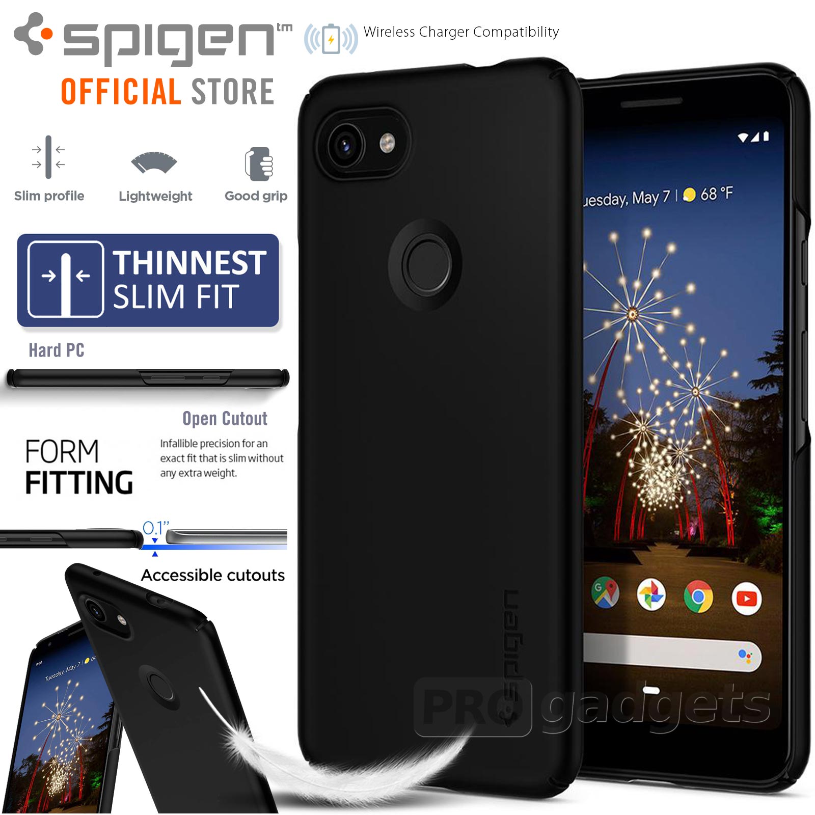 Google Pixel 3a 本体　(spigen製カバー付き) Amazon.com: Spigen Tough Armor [Extreme Protection Tech