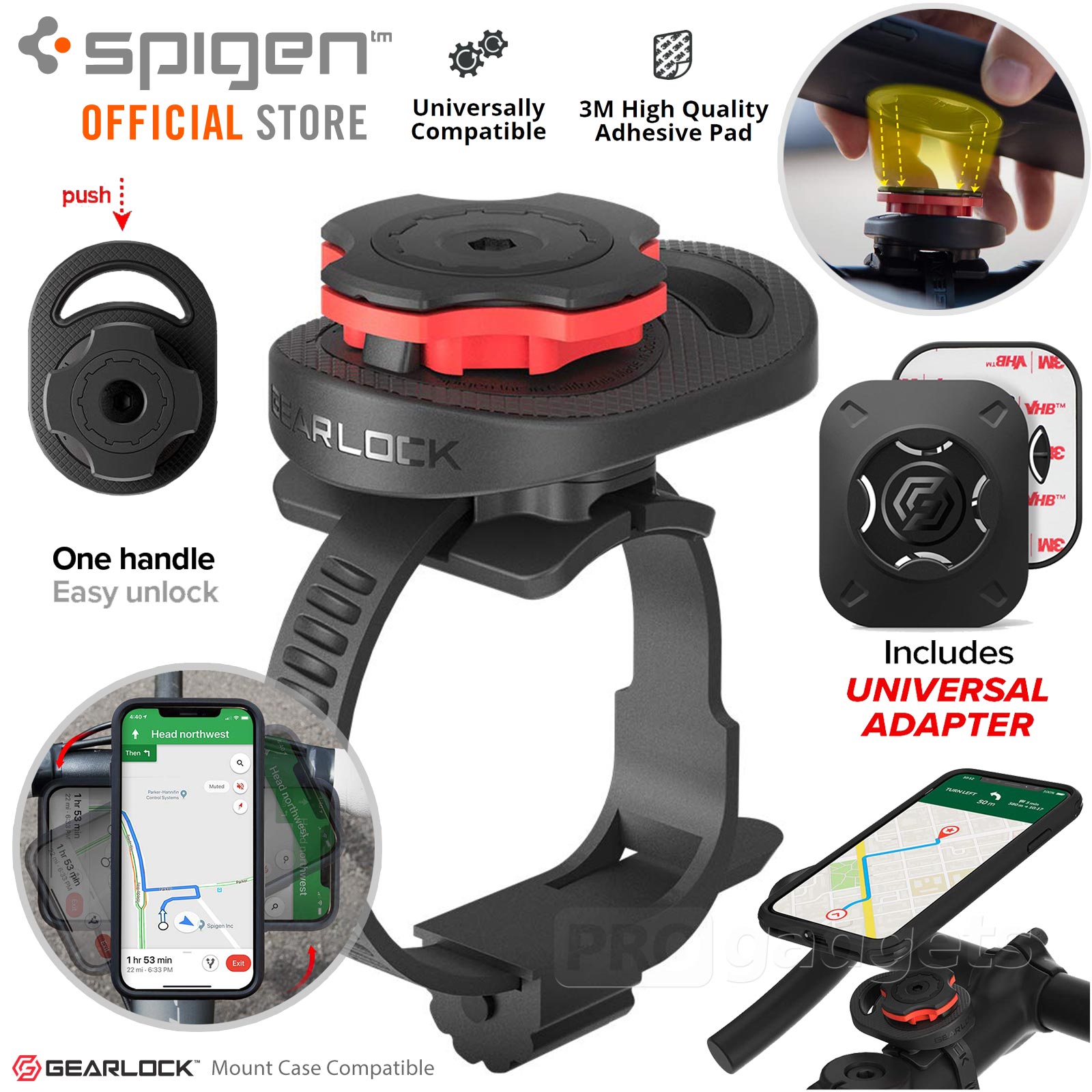 Genuine Spigen Gearlock MS100 Stem/Handlebar Bike Mount Holder for iPhone/Galaxy