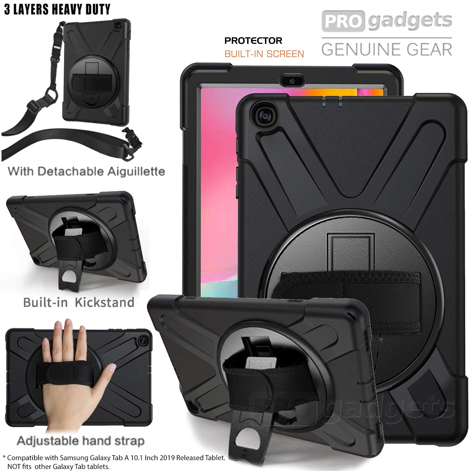 Sm-T580/ Sm-T585, No Pen Version Heavy Duty Black MoKo Samsung Galaxy Tab A 10.1 Case - Full Body Rugged Cover with Built-in Screen Protector for Samsung Galaxy Tab A 10.1 2016 Tablet 