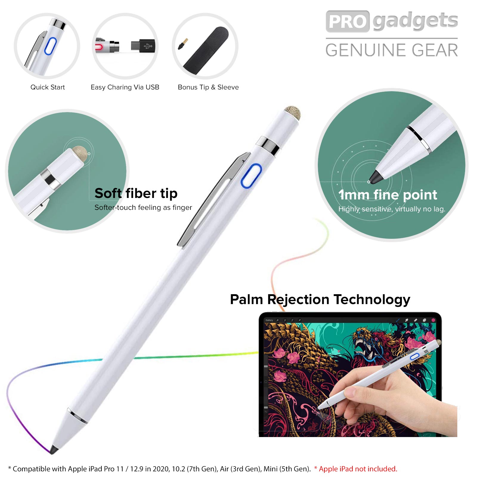 Genuine Moko 2 in 1 Rechargeable Digital with Palm Rejection Active