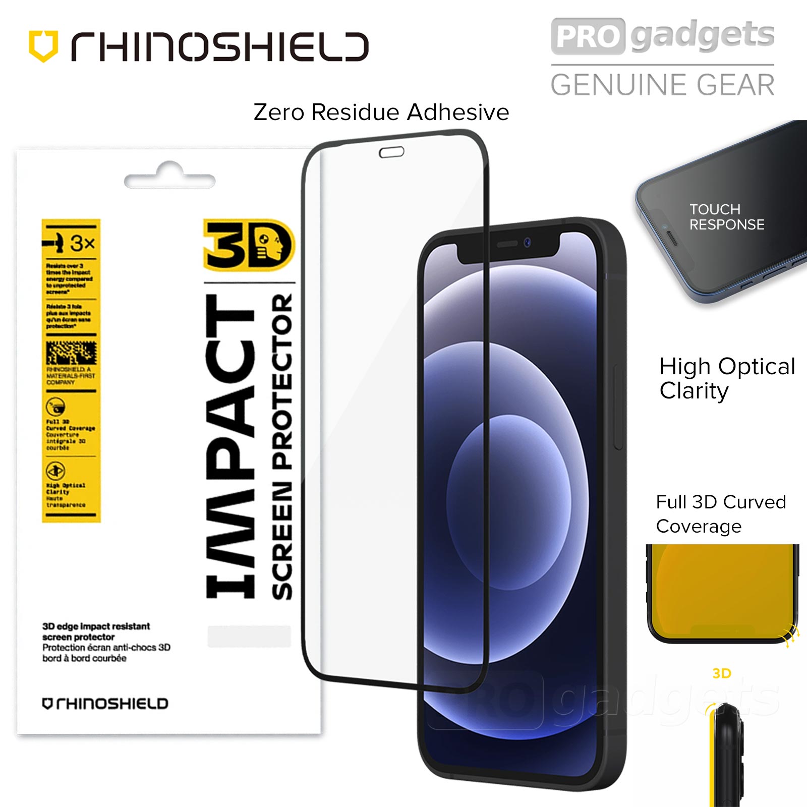 Genuine RHINOSHIELD 3D Impact Curved Edge Film for Apple iPhone 12 mini  () Screen Protector