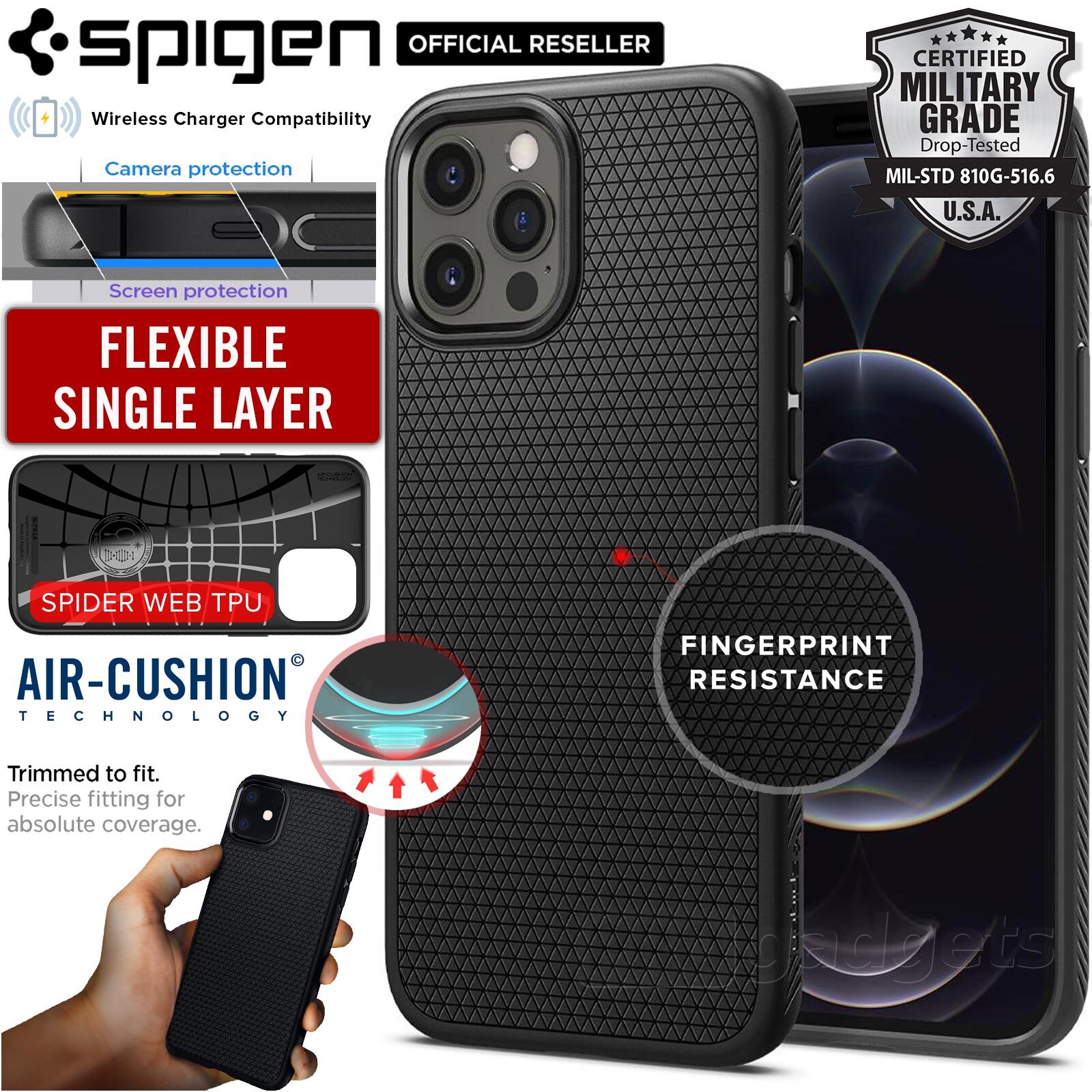 Genuine SPIGEN Liquid Air Soft TPU Armor Slim Cover for Apple iPhone 12 Pro Max (6.7inch) Case