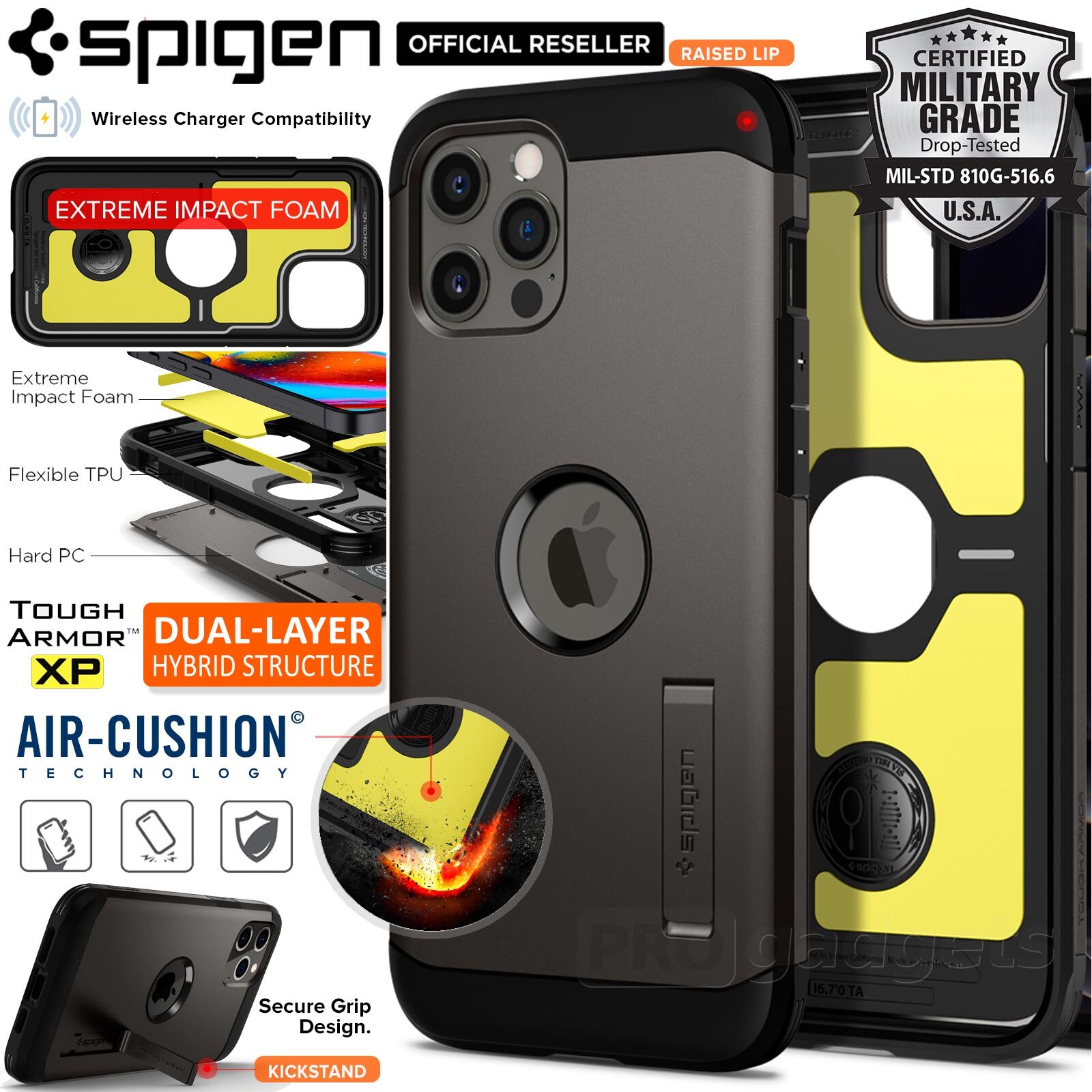Genuine SPIGEN Tough Armor Impact Shock Proof Kickstand Hard Cover for