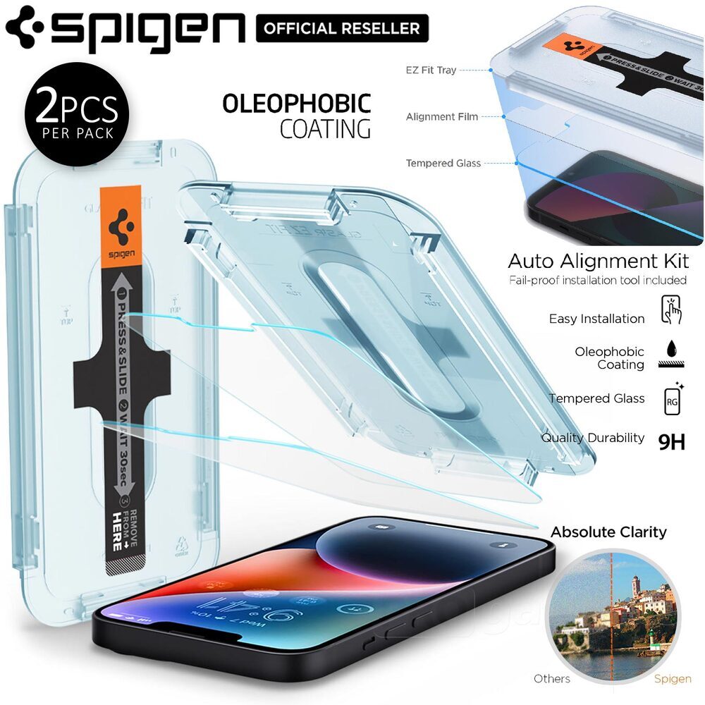 SPIGEN GLAS.tR EZ Fit 2PCS Screen Protector for iPhone 14 Plus / 13 Pro