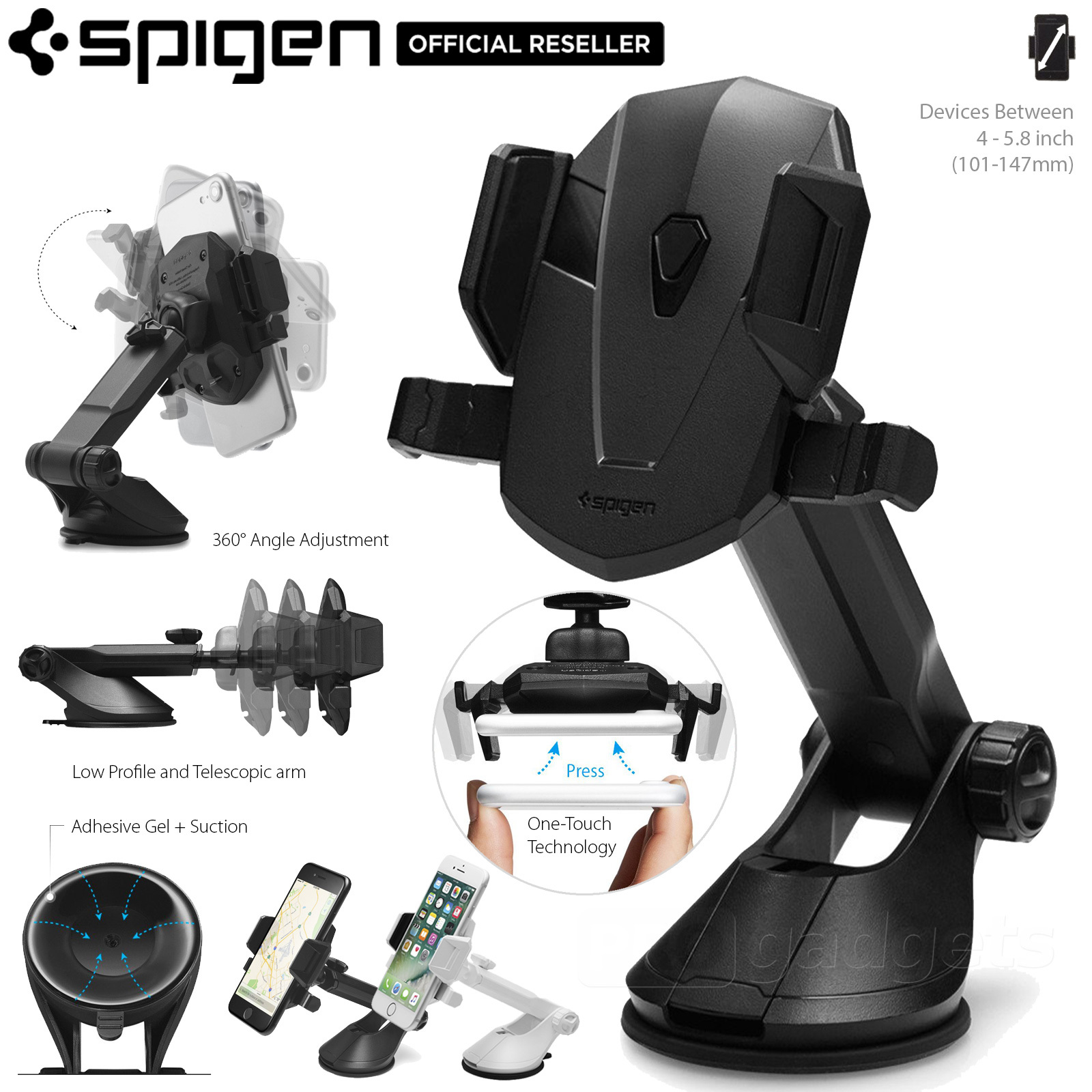 Car Mount Cradle Holder Dock, Genuine Spigen Kuel AP12T for Universal