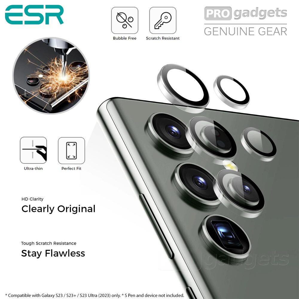  ESR for Samsung Galaxy S23 Ultra Camera Lens Protector, Samsung  S23 Ultra Accessories, Scratch-Resistant Ultra-Thin Tempered Glass with  Aluminum Edging, Galaxy S23 Ultra Case Friendly, 1 Set (Black) : Cell Phones